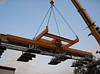 Heavy duty vacuum lifter up to 20,000 kg is lifted into the air by crane