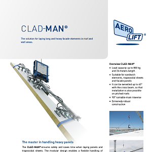Construction site device vacuum lifter CLAD-MAN on our flyer