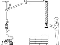 Technical drawing of the crane and rail system with SSK articulated arm