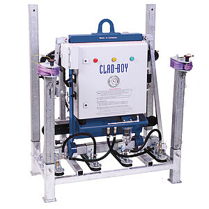 The vacuum lifter CLAD-BOY in a transport frame for easy transport to the construction site