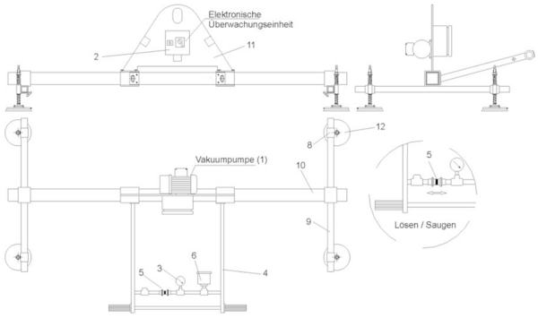 Technische Zeichnung einer Pumpe