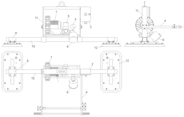 Technische Zeichnung eines Geblaese eines Vakuumheber