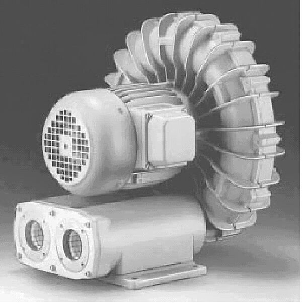 Detail picture of blower of vacuum generation and vacuum components