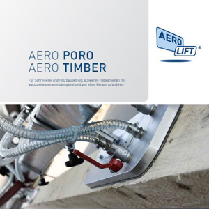 Cover unseres Prospekts über AERO-PORO und AERO-TIMBER Holzhandling