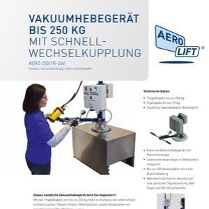 Cover of the flyer of our mains independent vacuum lifting devices
