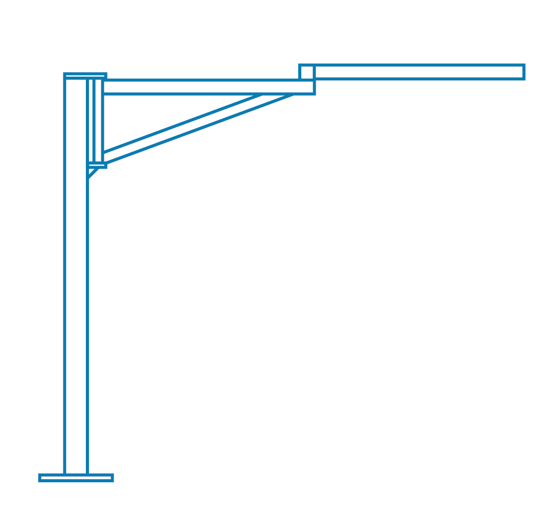 Model sketch of column-mounted slewing crane with knuckle boom for vacuum lifter