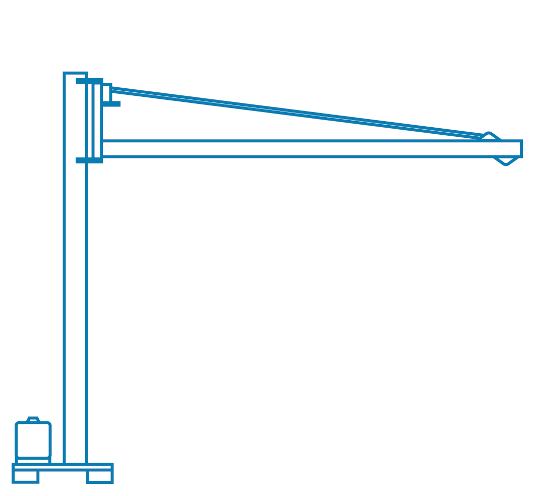 Model sketch of column slewing crane with mobile base plate